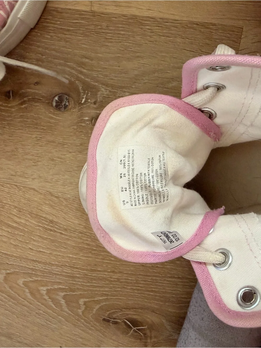 Pink High-Top Canvas Sneakers - Floral Pattern- Size 9